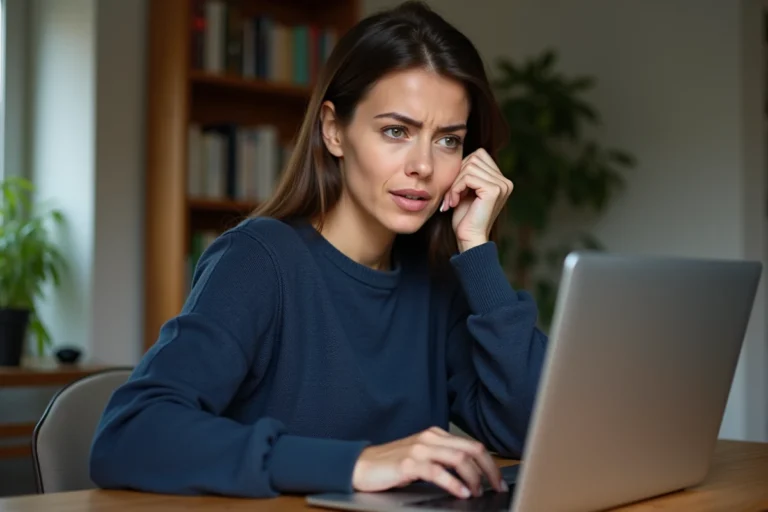 Femme effectuant un achat en ligne sur Amazon sans validation 3D Secure sur son ordinateur portable