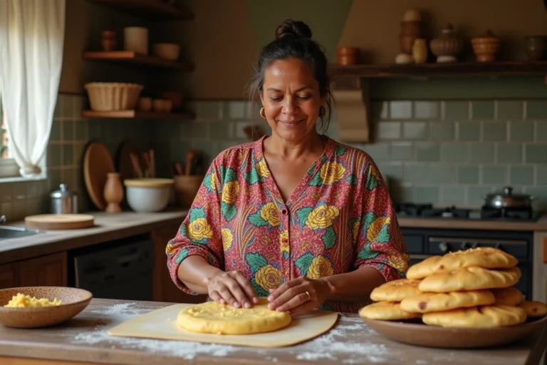 Femme réunionnaise prépare des samoussas maison dans sa cuisine