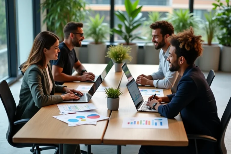 Groupe de jeunes professionnels en réunion de travail