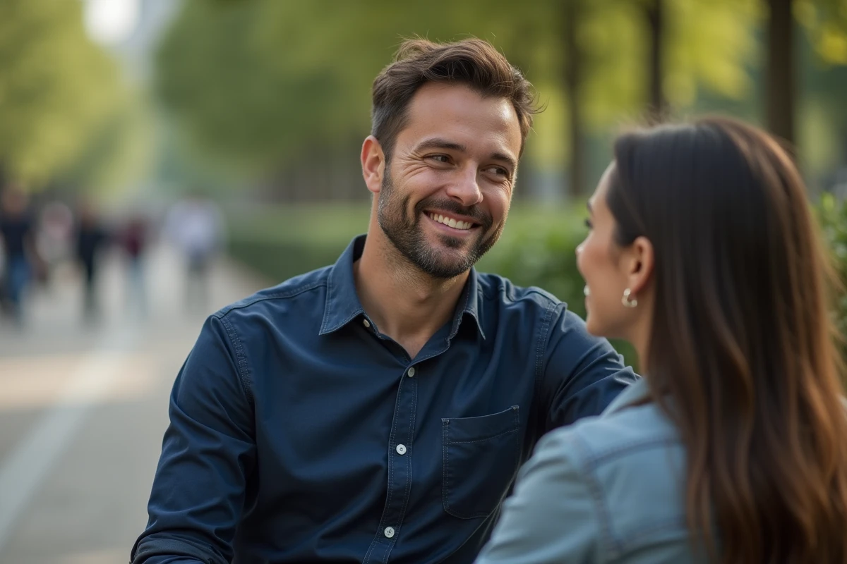 Homme regardant dans un parc urbain en pleine nature